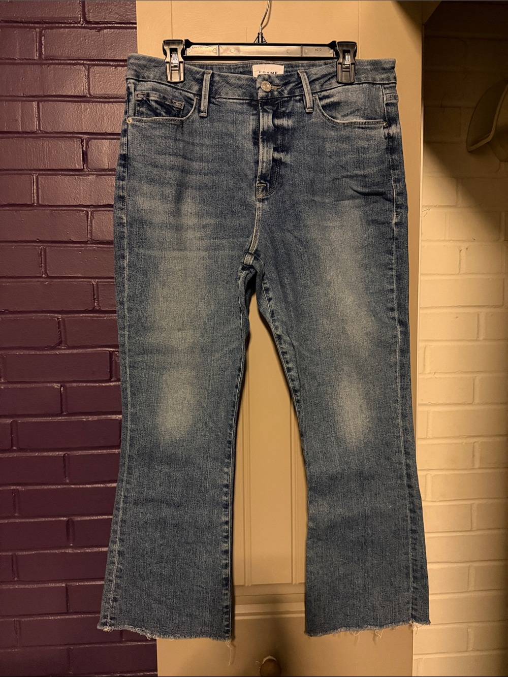 Frame Denim Light Blue High-Rise Cropped Straight Jeans